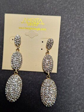 Amrita Singh NWT Crystal Pave Triple Drop Earrings